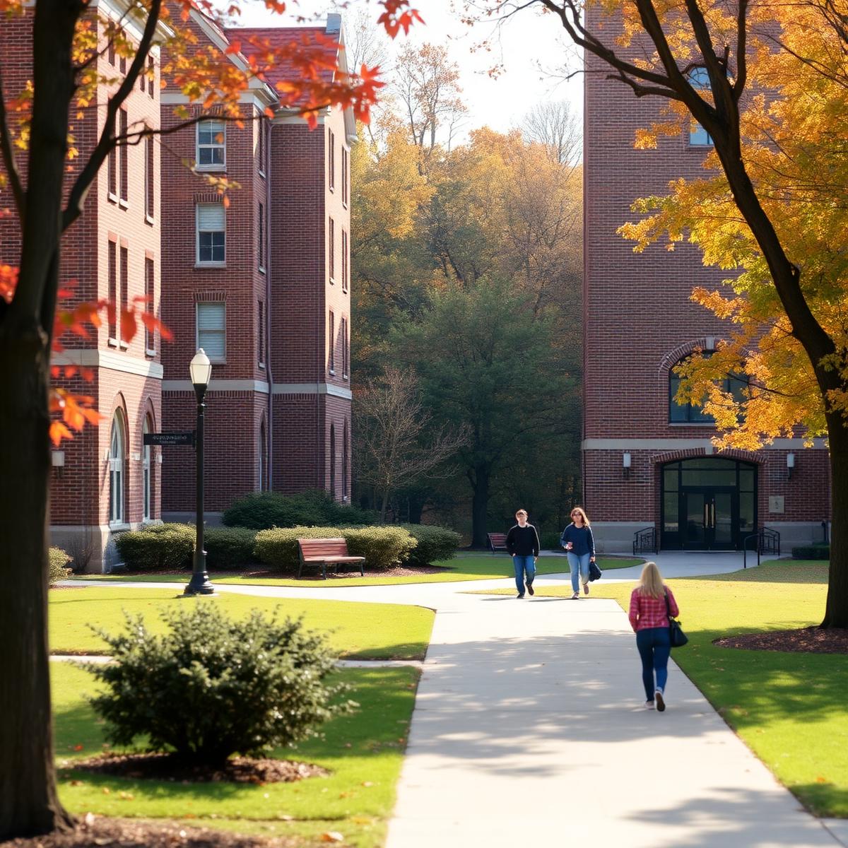 Queens University of Charlotte campus in autumn light